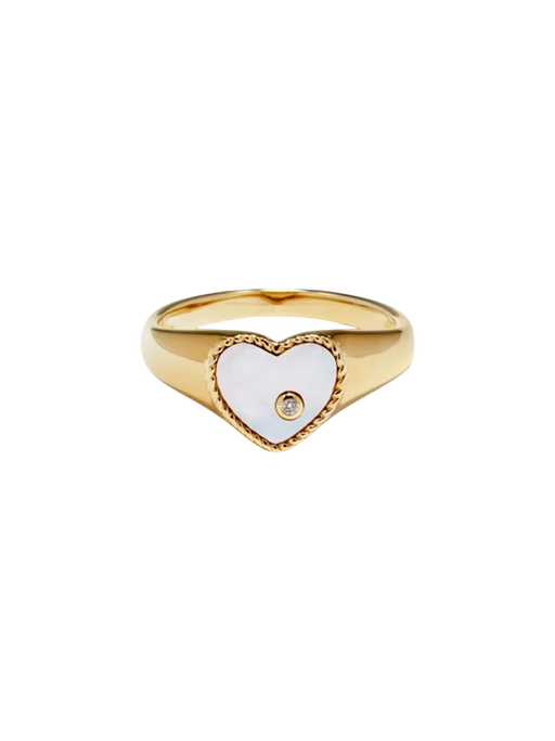 Baby chevalière coeur nacre or jaune ring (Refurbished) photo