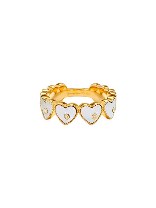 Yellow gold mother-of-pearl multi-heart wedding ring photo