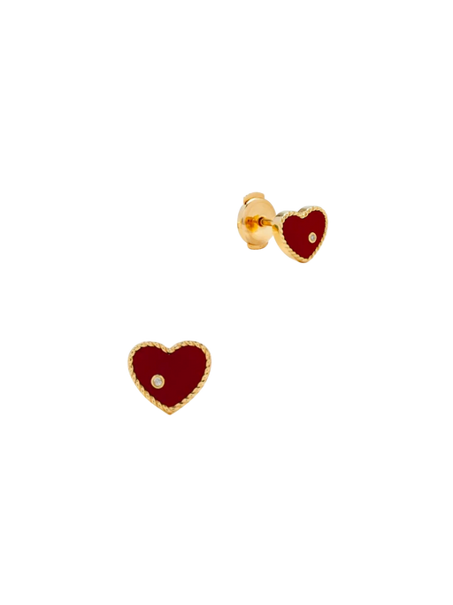 Maxi yellow gold agate heart studs photo