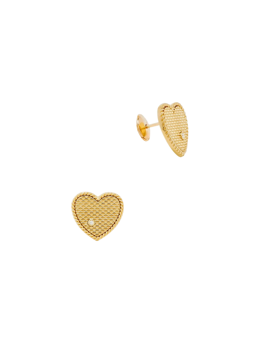 Yellow gold cannage heart studs photo