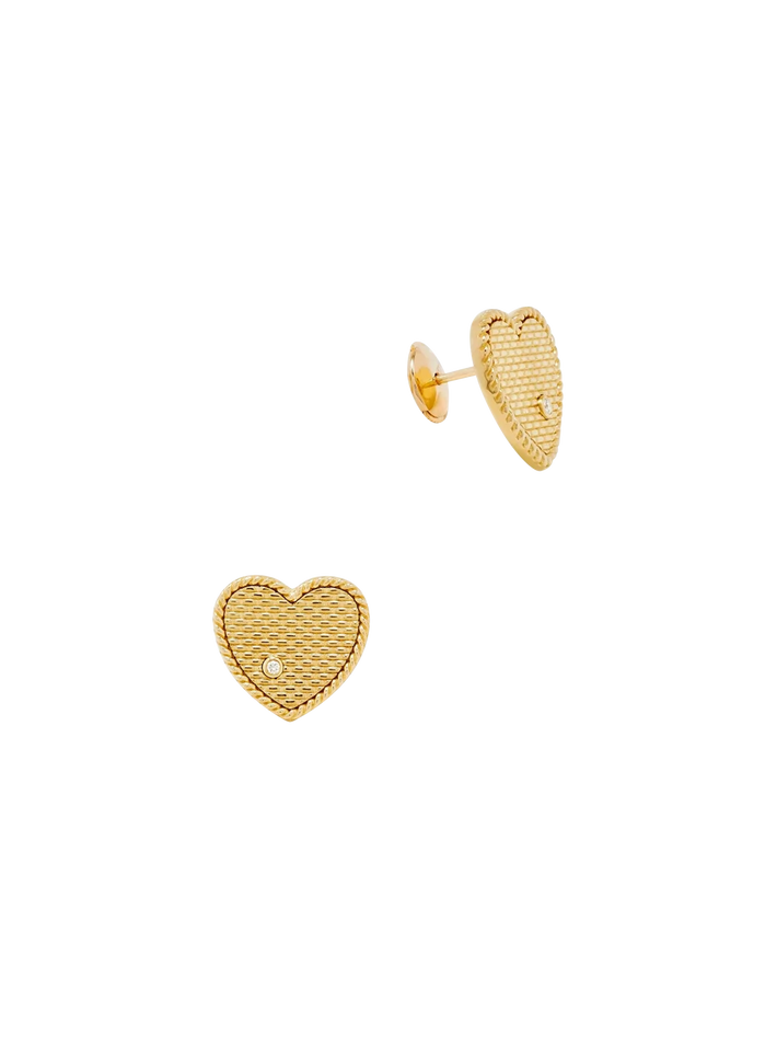 Yellow gold cannage heart studs