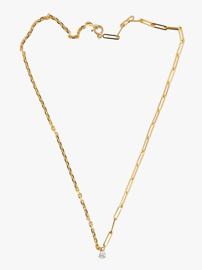 Pear-shape diamond solitaire mixed-chain necklace