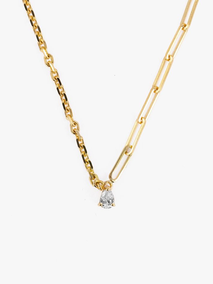 Pear-shape diamond mixed-chain necklace