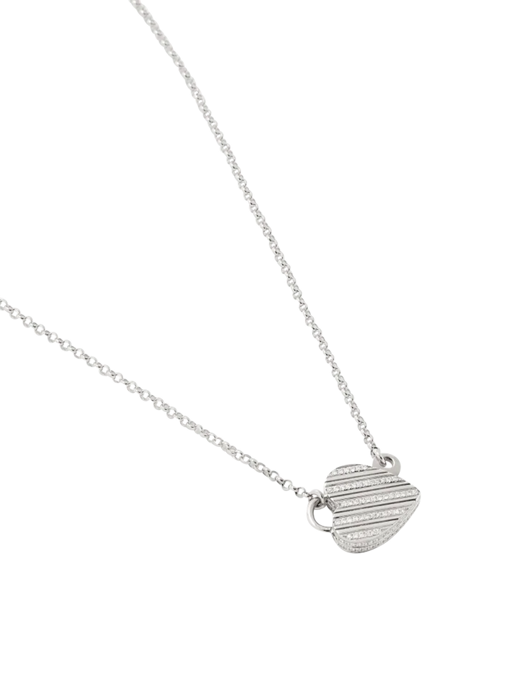 White gold key padlock necklace