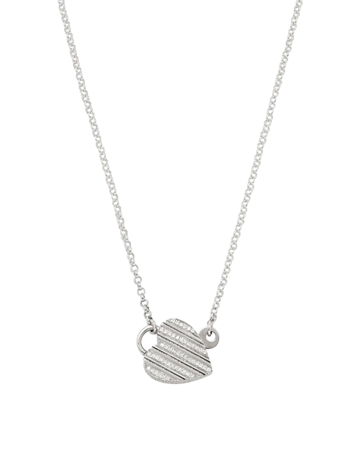 White gold key padlock necklace