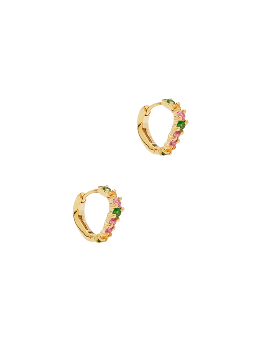 Pair of yellow gold rainbow pm wave hoop earrings photo