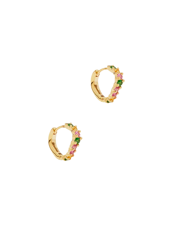 Pair of yellow gold rainbow pm wave hoop earrings