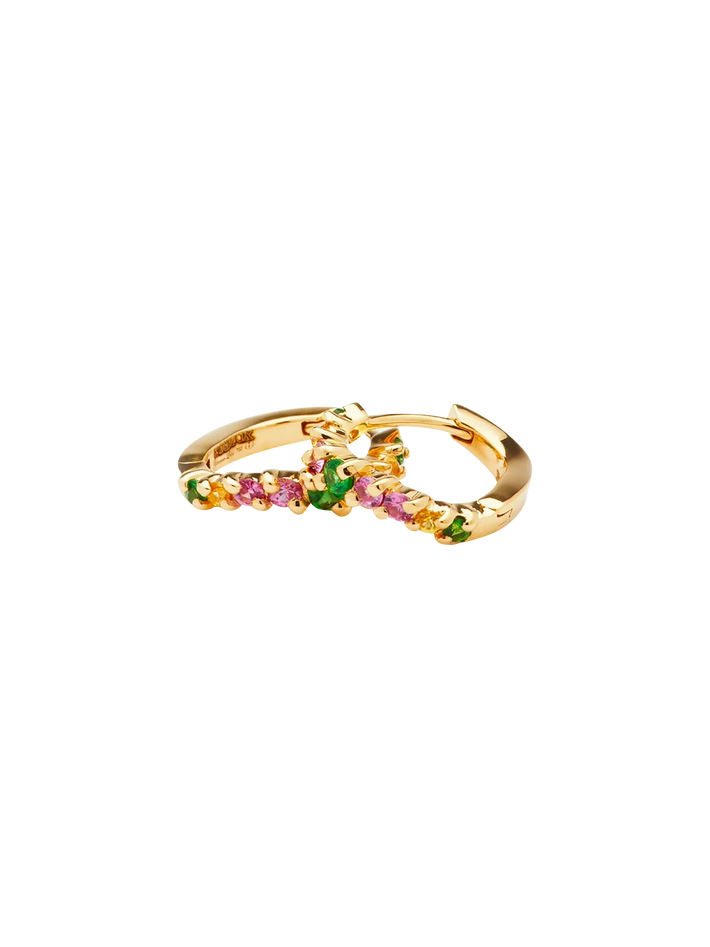 Pair of yellow gold rainbow pm wave hoop earrings
