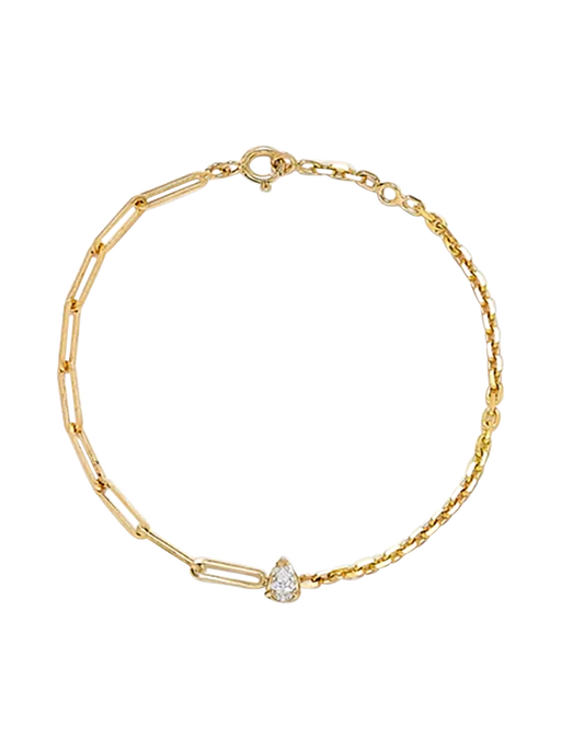 Maxi diamond solitaire bracelet pear in yellow gold photo