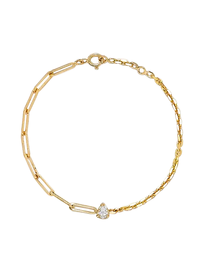 Maxi diamond solitaire bracelet pear in yellow gold