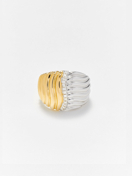 Berlingot mixed gold wave signet ring photo