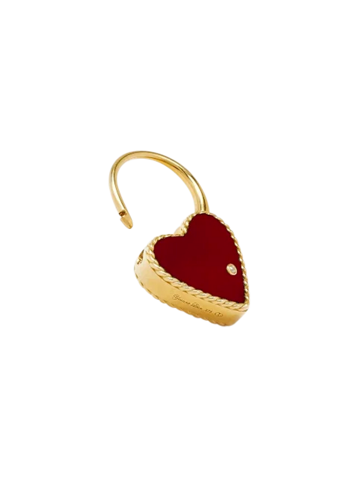 Creole padlock heart red agate yellow gold