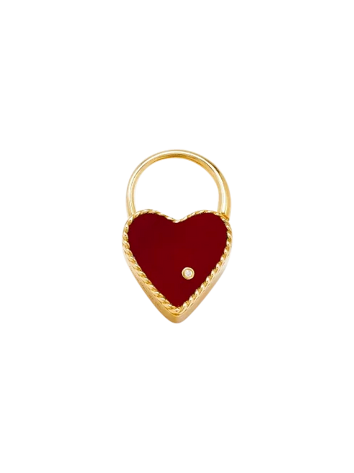 Creole padlock heart red agate yellow gold photo