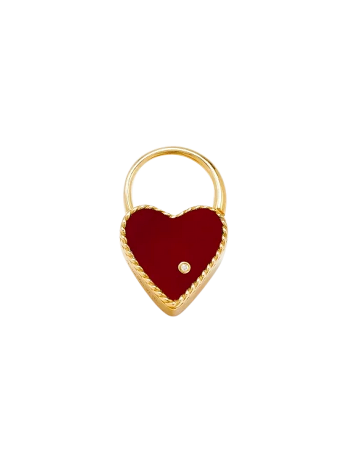 Creole padlock heart red agate yellow gold