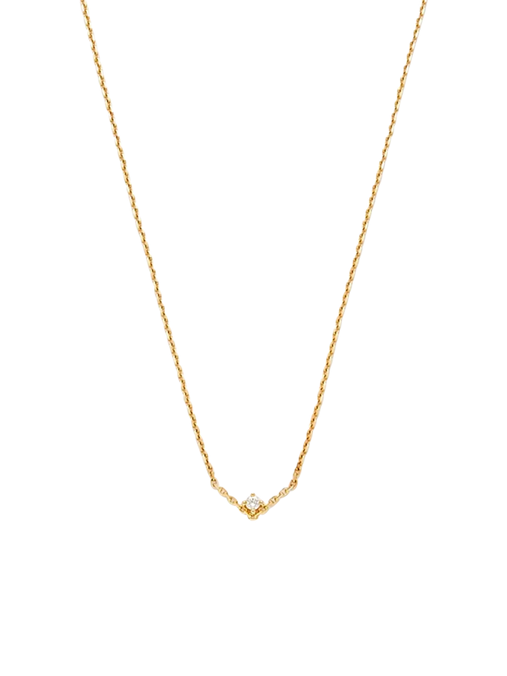 V diamond pm solitaire necklace yellow gold