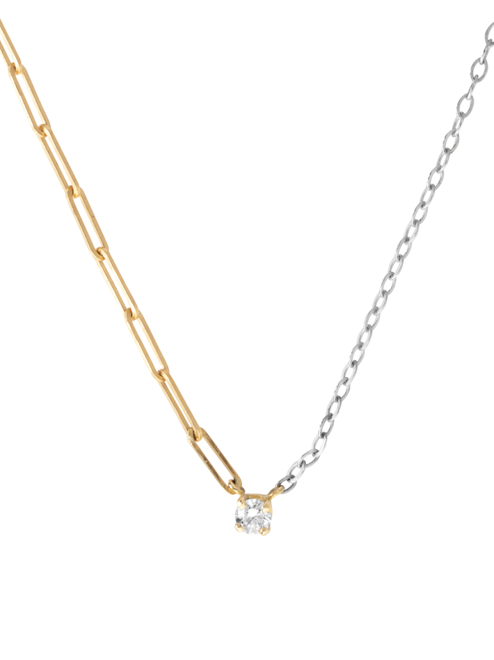 Two tone round diamond mixed-chain necklace