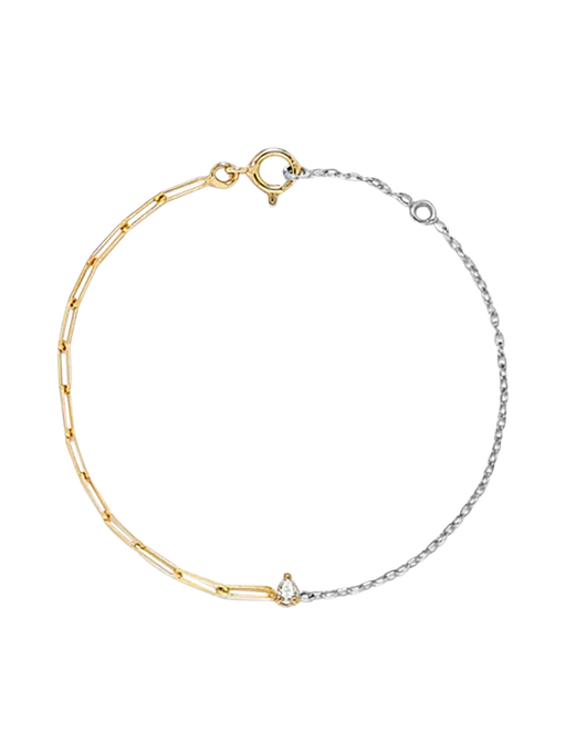 Mixed gold pear diamond 0.10ct solitaire bracelet photo