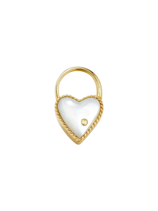 Yellow gold mother-of-pearl heart padlock hoop photo