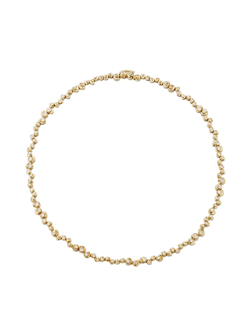 Yellow gold diamond snail river tennis necklace photo