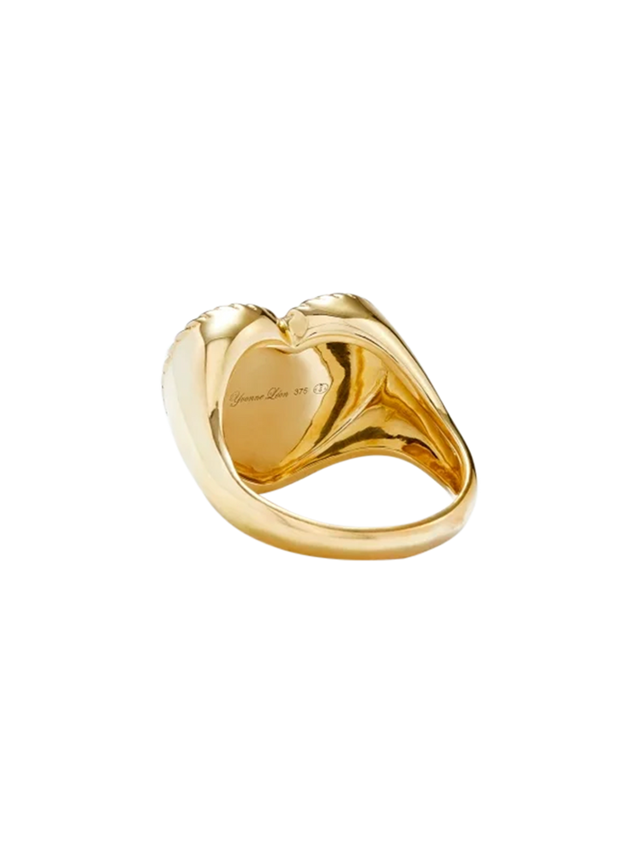 Yellow gold onyx heart signet ring