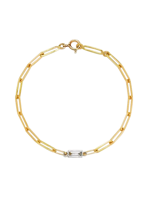 Gm solitaire bracelet 1 baguette closed diamond 2 gold photo