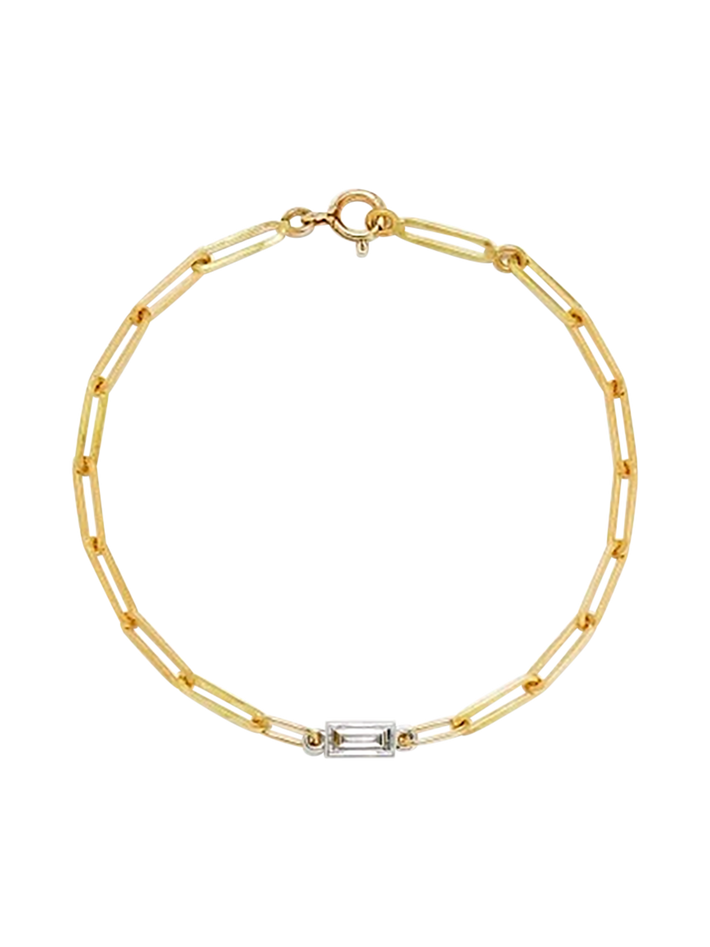 Gm solitaire bracelet 1 baguette closed diamond 2 gold