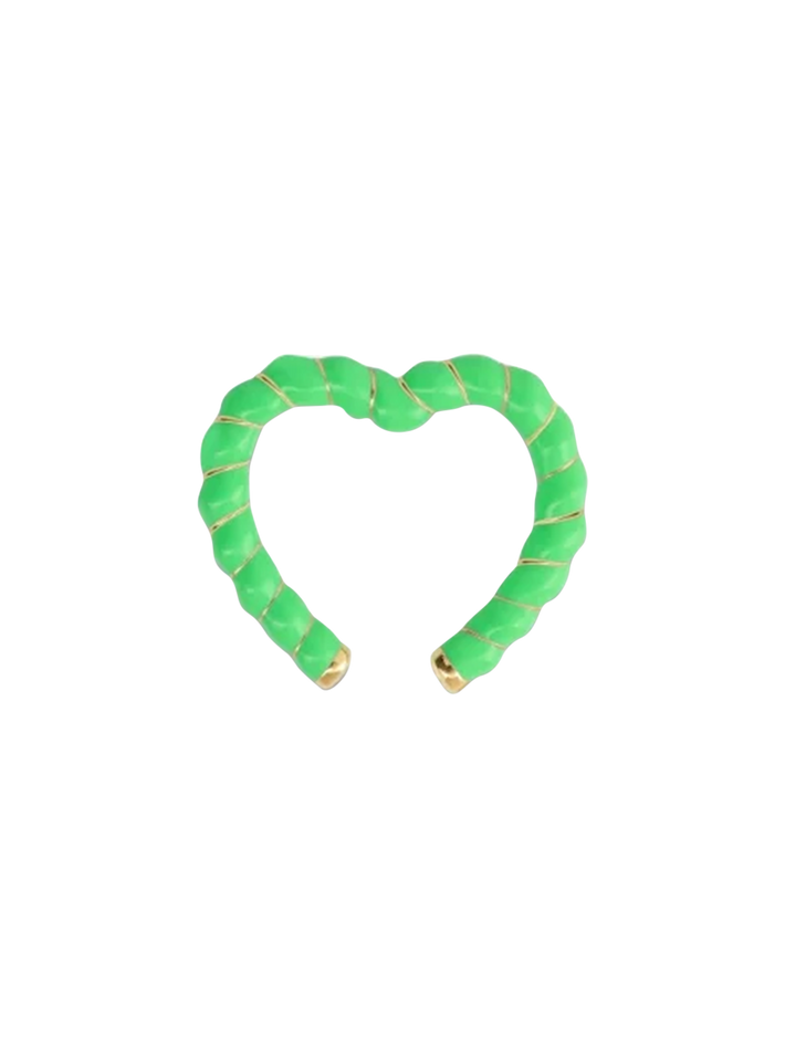 Neon green yellow gold heart ear cuff clip