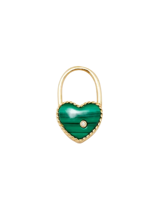 Malachite pm heart padlock necklace yellow gold photo