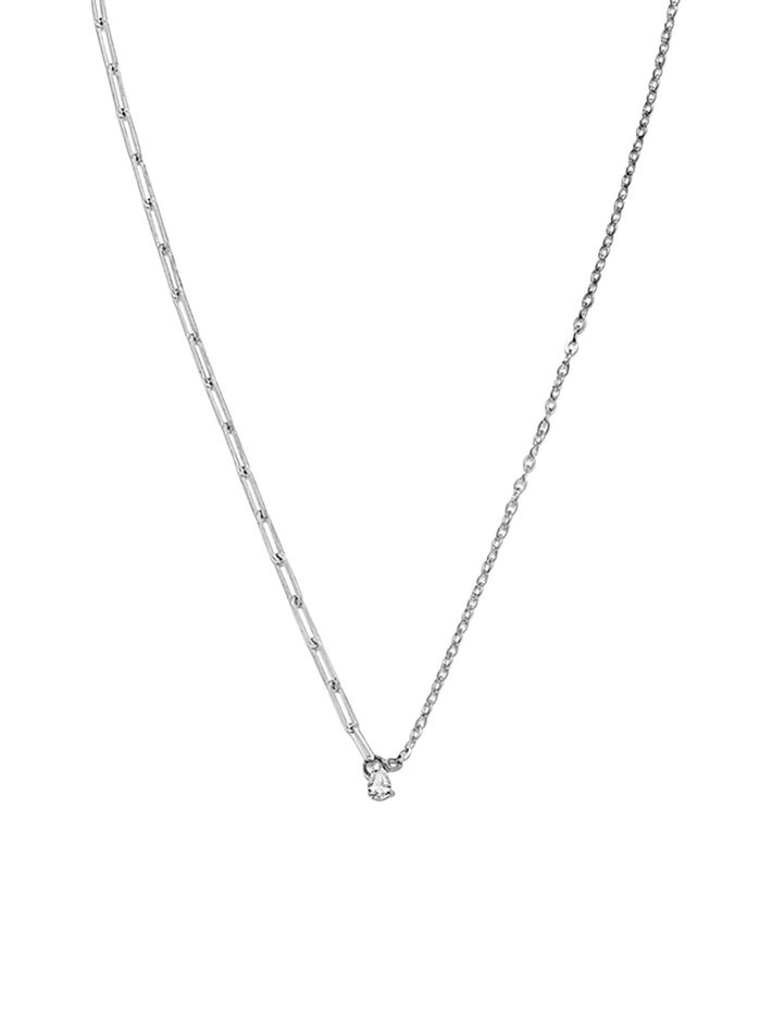 Pear diamond 0.10cr solitaire necklace white gold