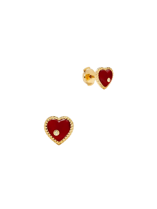 Pair of yellow gold heart dome chip photo