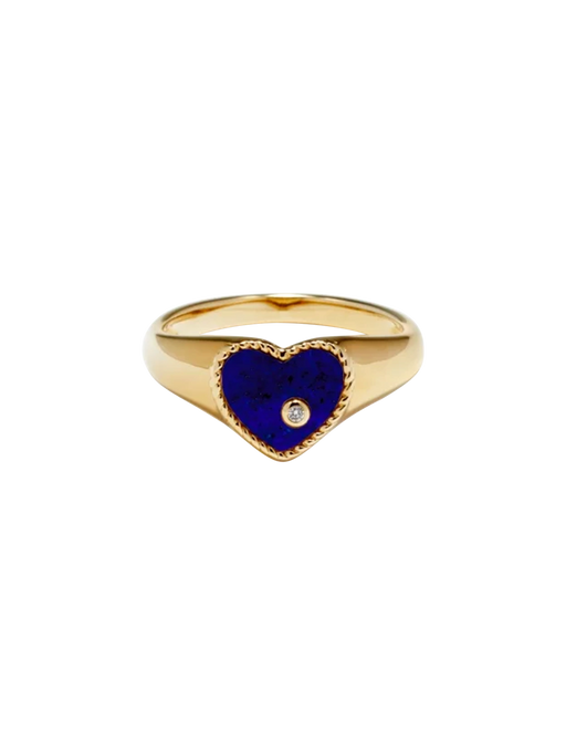 Baby chevalière coeur lapis lazuli or jaune ring photo