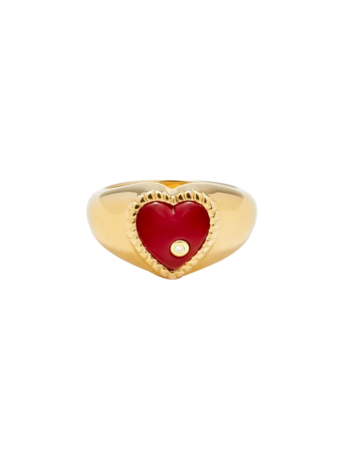 Yellow gold mini heart dome ring