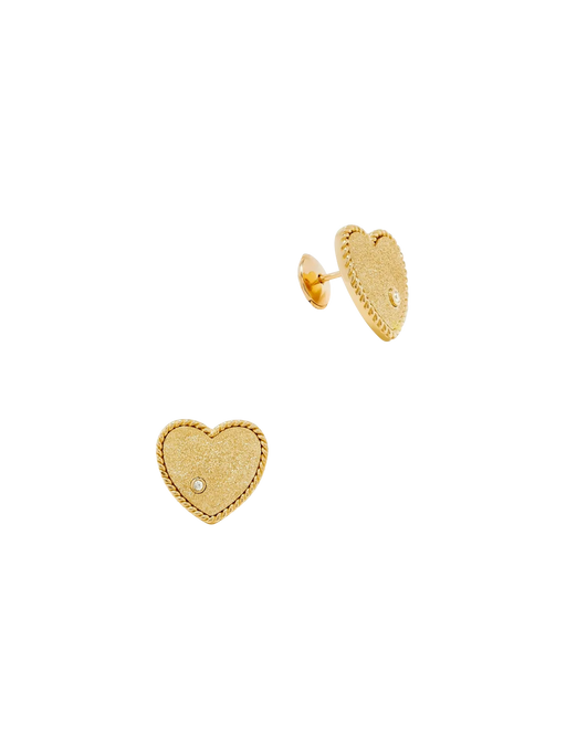 Yellow gold glitter heart studs photo