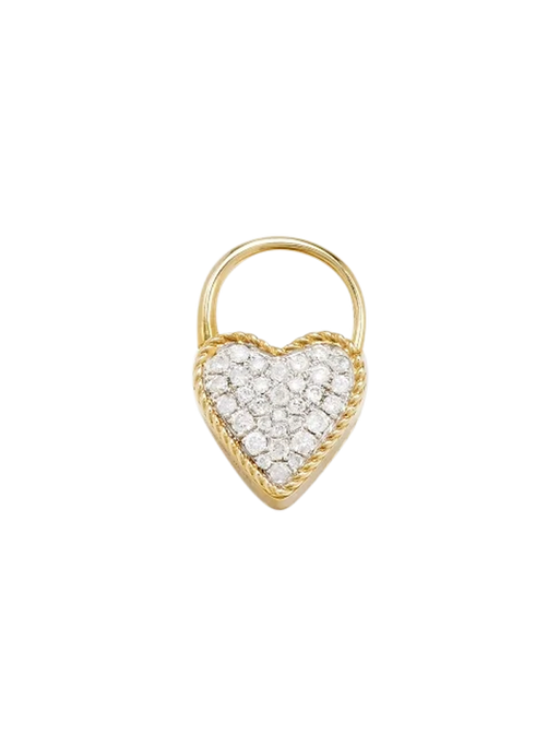 Yellow gold diamond heart padlock hoop earrings photo