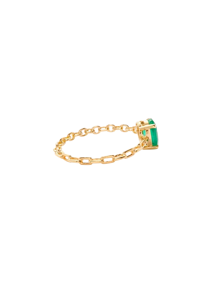 Yellow gold emerald solitaire ring