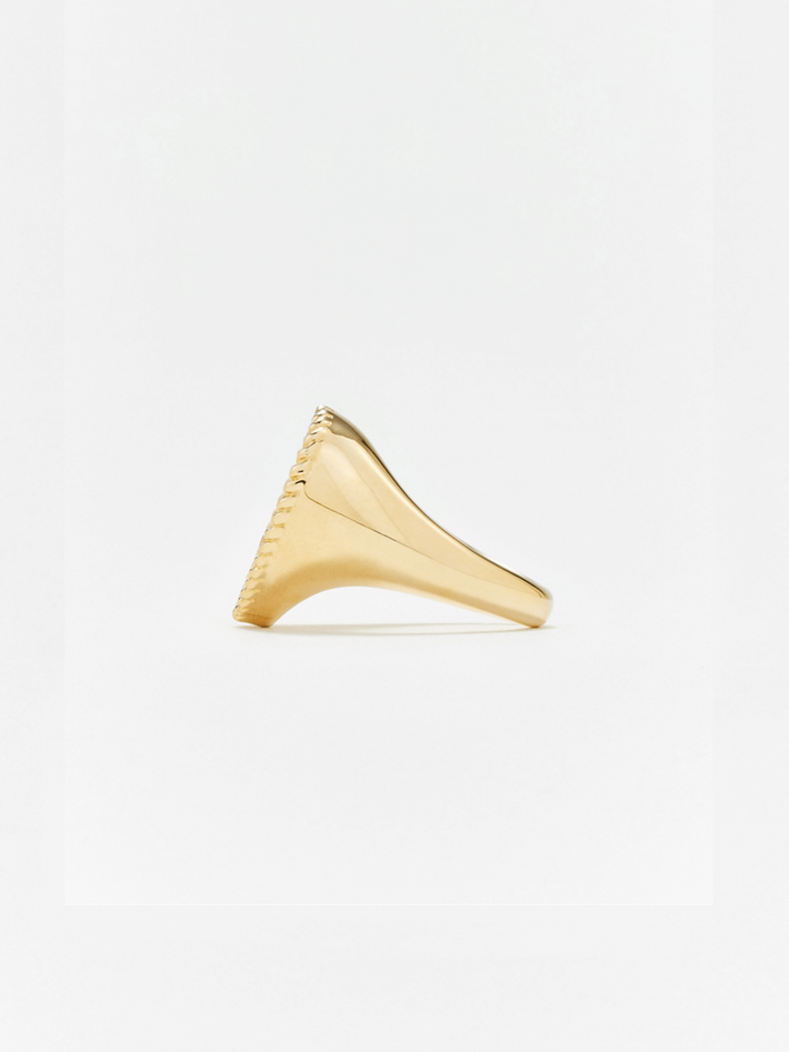 Diamond, mother of pearl and gold heart signet ring