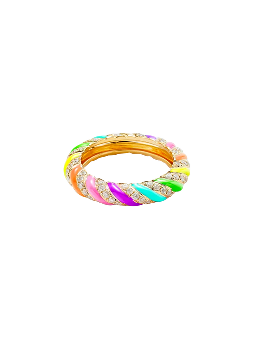 Yellow gold rainbow email twist wedding ring photo