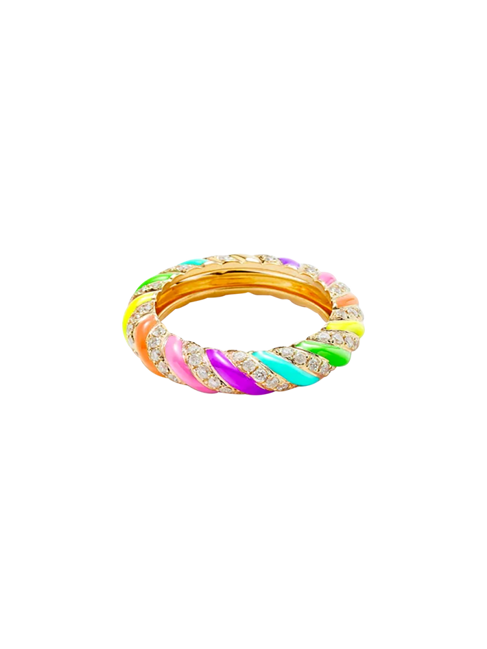 Yellow gold rainbow email twist wedding ring