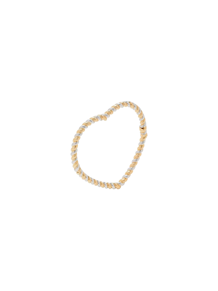 Mixed gold twisted heart bangle bracelet