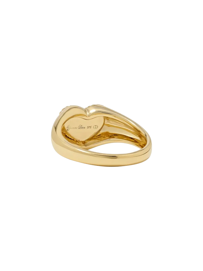 Baby chevalière coeur oeil de tigre or jaune ring