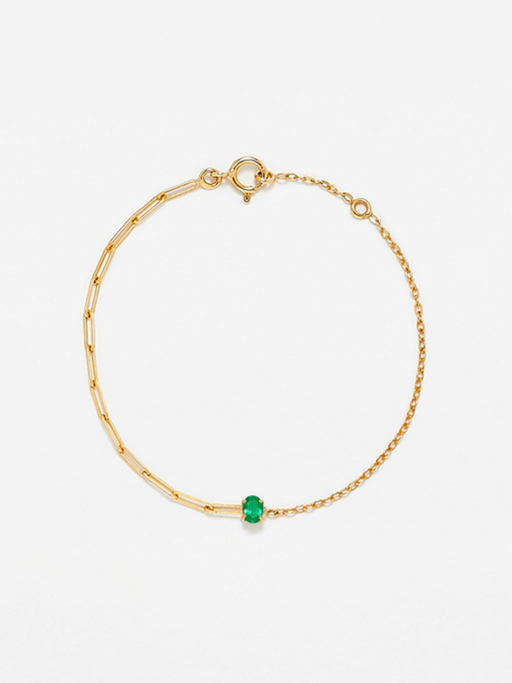 Emerald oval mixed-chain bracelet photo