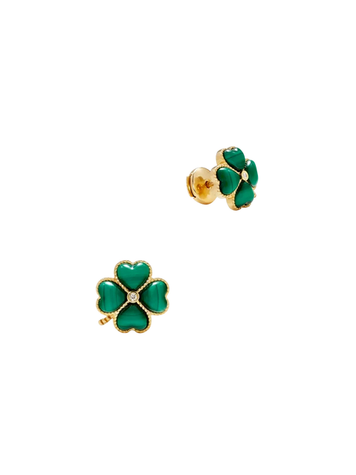 Yellow gold malachite clover dome chip photo