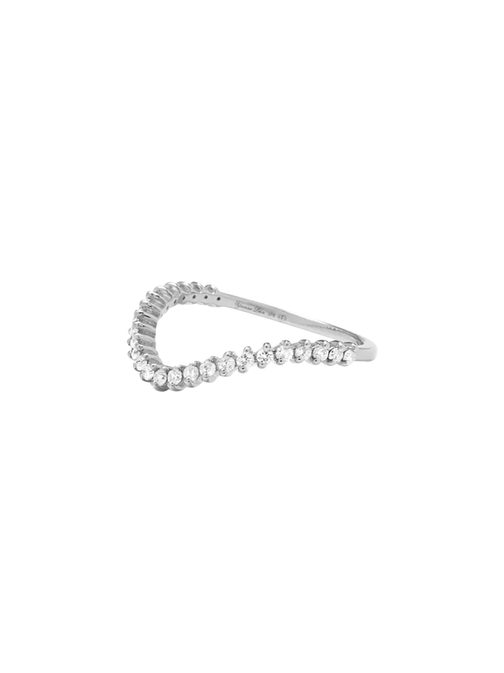 White gold mini wave wedding ring