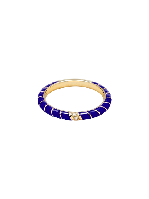 Mini twisted wedding ring lapis enamel yellow gold photo