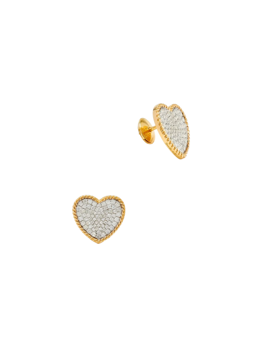 Yellow gold diamond heart studs photo