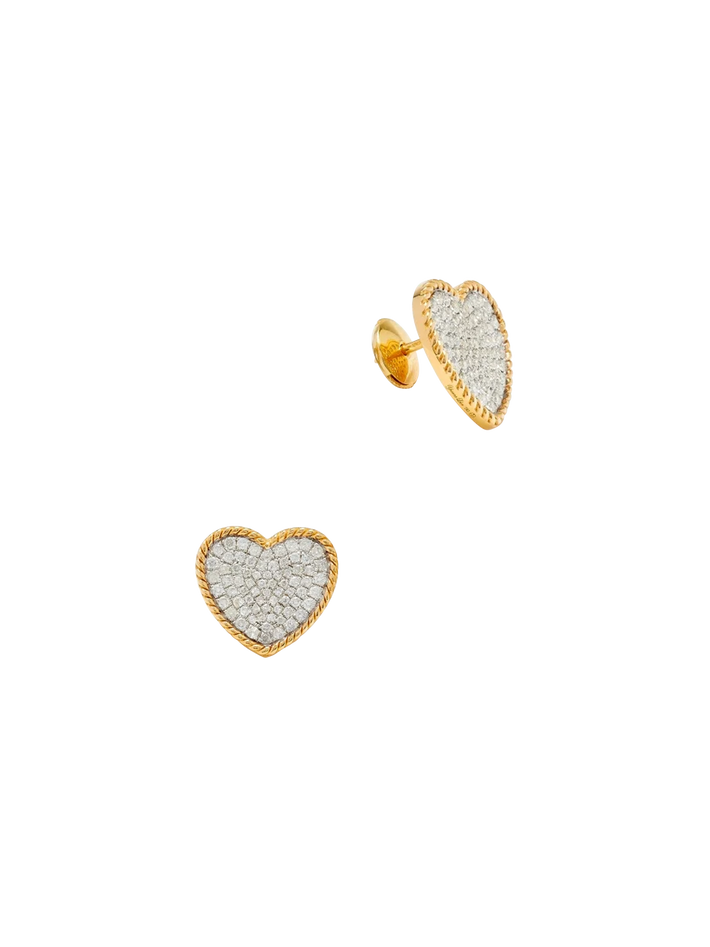 Yellow gold diamond heart studs