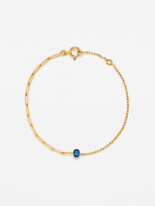 Blue sapphire oval mixed-chain bracelet photo