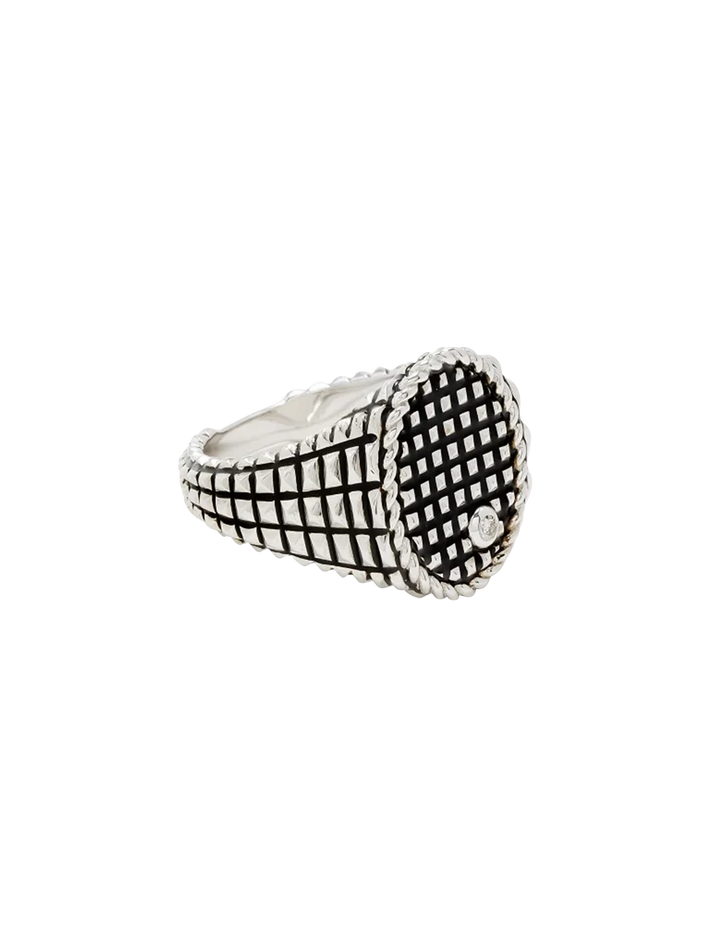 Picotti oval signet ring black enamel white gold