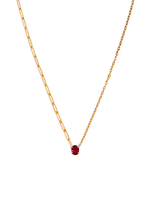 Yellow gold ruby solitaire necklace photo