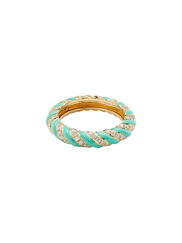 Twisted wedding ring turquoise email yellow gold